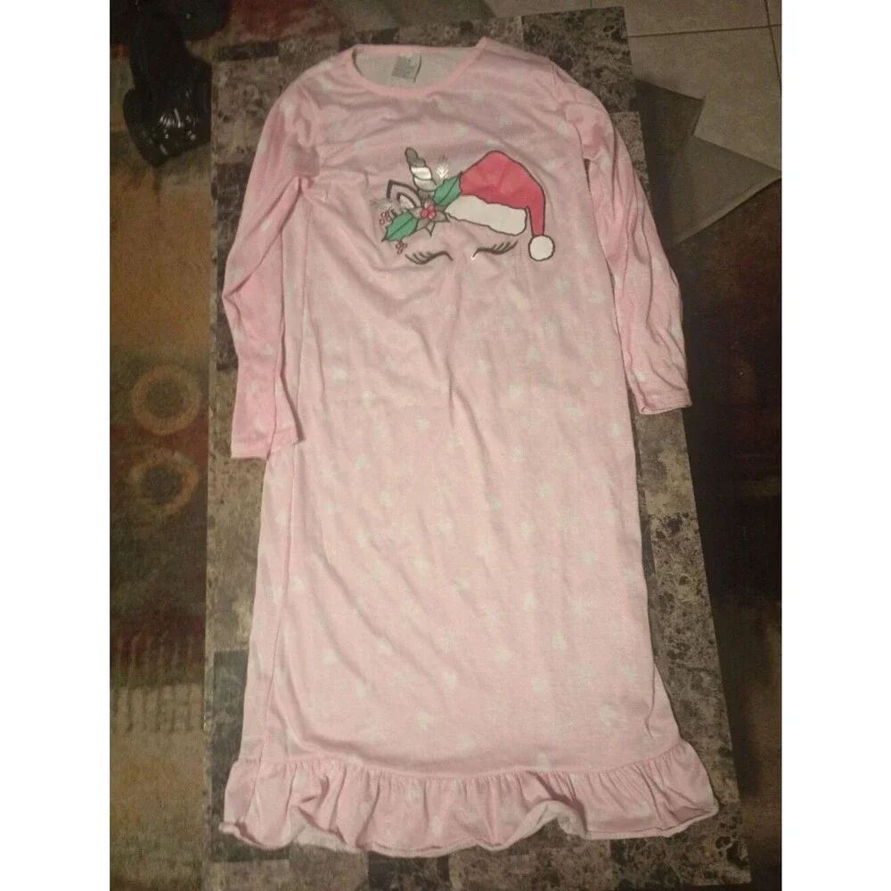 Kids Pink Holiday Unicorn Pajama Top